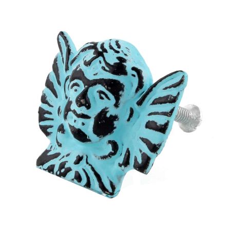Turquoise Angel Distressed Iron Cabinet Knob
